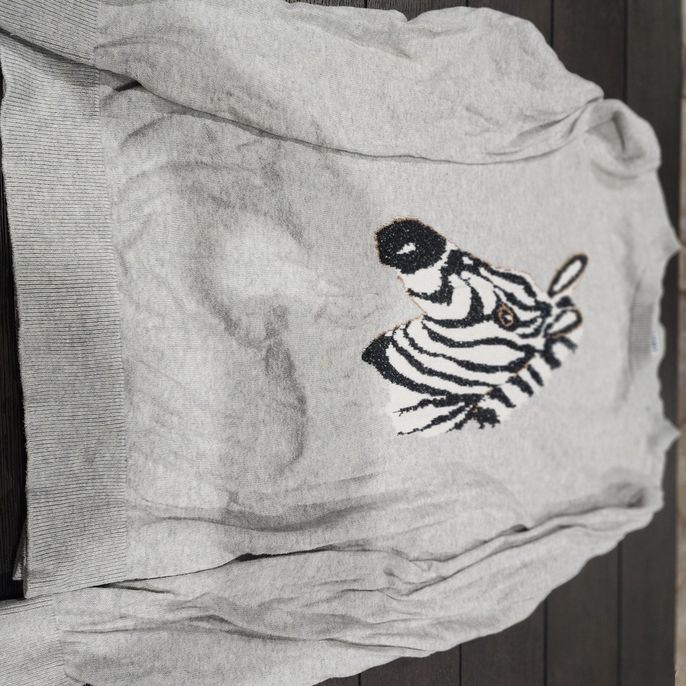 Old Navy Gray Zebra Crew Neck Sweater